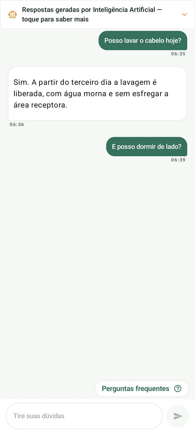 Demonstração da área de dúvidas e do assistente virtual